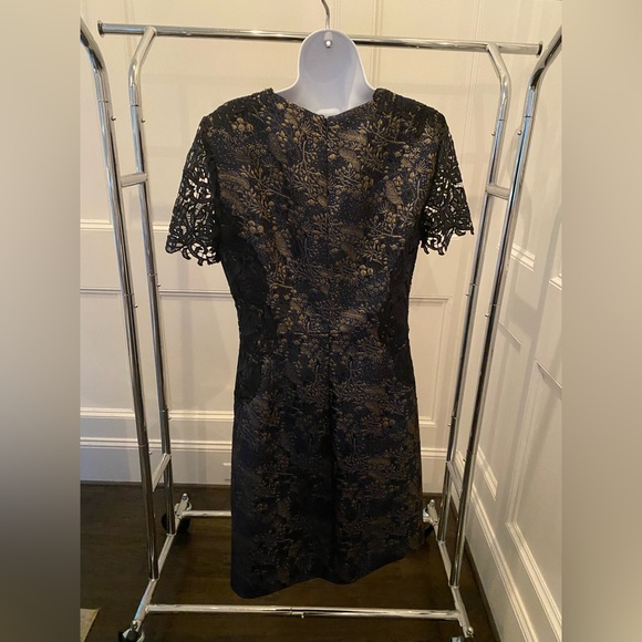 Elie Tahari Navy and Gold Lace Mini Dress - Picture 3 of 6